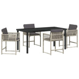 Garden Dining Set 5 pcs Light Grey Poly Rattan 3380763