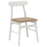 Dining Chair 2 pcs White and Brown Solid Rubber Wood 42020490