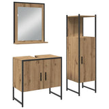Bathroom Furniture Set with Shelf 3 pcs Brown Engineered wood 3334358