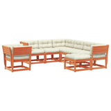 8 Piece Garden Lounge Set with Cushions Wax Brown Solid Wood Pine 3216947