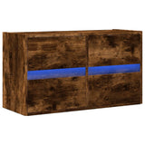 TV Wall Cabinet with LED Lights Smoked Oak 80x31x45 cm 852289