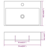 Basin with Faucet Hole Ceramic White 76x42.5x14.5 cm 142348
