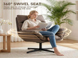 Accent Chair with 360 Swivel Armchair for Living Room with Padded Cushion Dark Brown T3398P550273