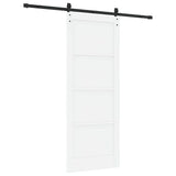 Sliding Door White and Black 83 x 211 cm Solid Pine Wood 3333199