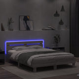 Bed Frame with LED without Mattress Grey Sonoma 140x200 cm 3207551