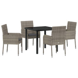 Garden Dining Set with Cushion 5 pcs Grey Poly Rattan 3380107