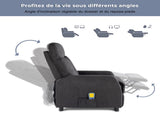 Fabric With 6-Point Massage Heating Function Electric Recliner Black 85243766