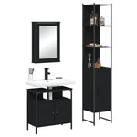 ZNTS 3 Piece Bathroom Furniture Set Black Engineered Wood 3214795