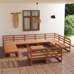 ZNTS 12 Piece Garden Lounge Set Solid Pinewood 3076217