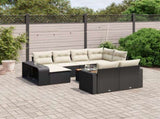 11 Piece Garden Sofa Set with Cushions Black Poly Rattan 3228916