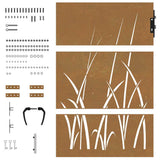 Garden Gate 85x125 cm Corten Steel Grass Design 153222