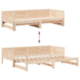 Pull-out Day Bed Brown 203.5 x 184 x 56.5 cm Solid Pine Wood 834678