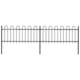 ZNTS Garden Fence with Hoop Top Steel 3.4x0.8 m Black 277648