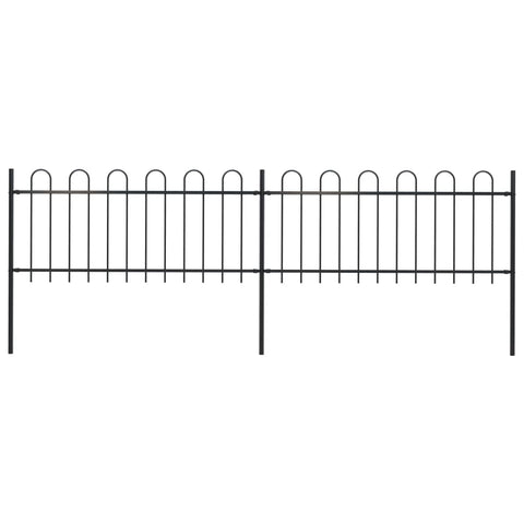 ZNTS Garden Fence with Hoop Top Steel 3.4x0.8 m Black 277648