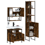 3 Piece Bathroom Furniture Set Smoked Oak Engineered Wood 3214677