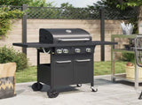 Gas BBQ Grill with 4 Burners Black Powder-coated Steel 3214252