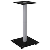 Speaker Stands 2 pcs Black&Silver Tempered Glass 1 Pillar Design 51810