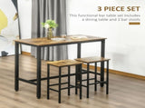 120x60cm Bar Table Set, Breakfast Table with 2 Stools, 3-Piece Counter Height Dining Table & Chairs T3398P342288