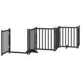 Dog Gate with Door Foldable 9 Panels Black 450 cm Poplar Wood 3155709