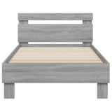 Bed Frame without Mattress with LED Lights Grey Sonoma 75x190 cm Small Single 838755