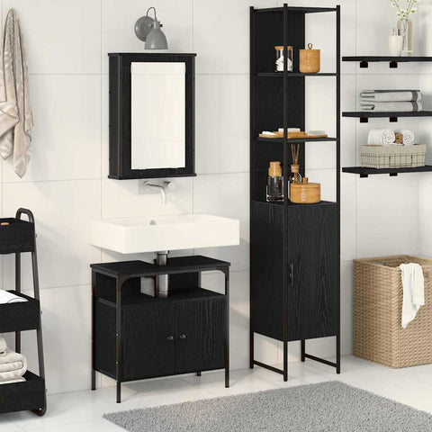 Bathroom Furniture Set 3 pcs Black oak 33 x 33 x 185.5 cm 3334397