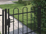 Fence Gate "BOXTEL" Single Door with Arched Top Steel 1x1 m Black 146029