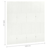 4-Panel Room Divider White 160x180 cm Steel 335899