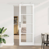 Sliding Door White 83 x 232 cm Solid Pine Wood and Glass 3332226