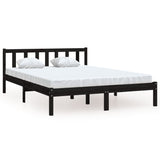 ZNTS 810086 Bed Frame without Mattress Black Solid Wood 140x200 cm