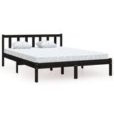 Bed Frame without Mattress Black Solid Wood Double 810061