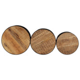 ZNTS Bar Tables Drum Shape 3 pcs Solid Rough Wood Mango 358933