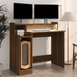 Desk with LED Lights Brown Oak 97x45x90 cm Engineered Wood 820477