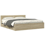 Bed Frame with Headboard without Mattress Sonoma Oak 200x200 cm 3295536