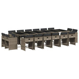 Garden Dining Set Grey Poly Rattan 16-seater Foldable 3211244