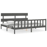 Bed Frame without Mattress Grey 200x200 cm Solid Wood Pine 3193293