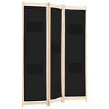 3-Panel Room Divider Black 120x170x4 cm Fabric 248183