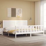 Bed Frame without Mattress White Super King Size Solid Wood Pine 3193222