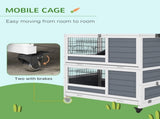 Double Deckers Guinea Pig Cage, Indoor Rabbit Hutch with Feeding Trough, Trays, Ramps, Openable Top T3398P350093