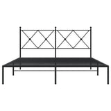 Metal Bed Frame without Mattress with Headboard Black 150x200cm 376504