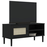 TV Cabinet SENJA Rattan Look Black 106x40x49cm Solid Wood Pine 358042