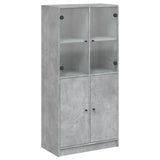 Highboard with Doors Concrete Grey 68x37x142 cm Engineered Wood 3295867