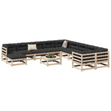 12 Piece Garden Sofa Set Solid Wood Pine 3299651