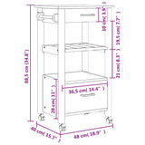 Kitchen Trolley MONZA 48x40x88.5 cm Solid Wood Pine 376083