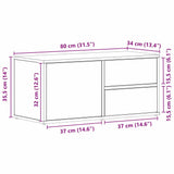 TV Cabinet Black Oak 80 x 34 x 36 cm Engineered Wood 862483