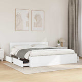 Bed Frame with Drawer 2 pcs White 193 x 203 cm Engineered Wood 3402859