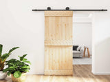 Sliding Door Natural and Black 70 x 210 cm Solid Pine Wood 3444971
