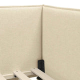 Corner Bed Frame with Headboard Cream 90 x 190 cm Velvet 42016461