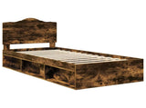 Bed Frame Smoked Oak 100 x 200 cm Solid Pine Wood 3413348