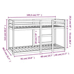 ZNTS Bunk Bed without Mattress 75x190 cm Small Single Solid Wood Pine 821659