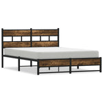 ZNTS Metal Bed Frame without Mattress Smoked Oak 160x200 cm 4017221